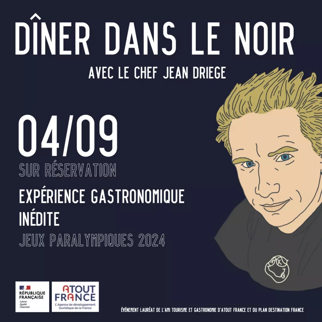 Affiche événement dîner dans le noir le quatre septembre à Grand Scène